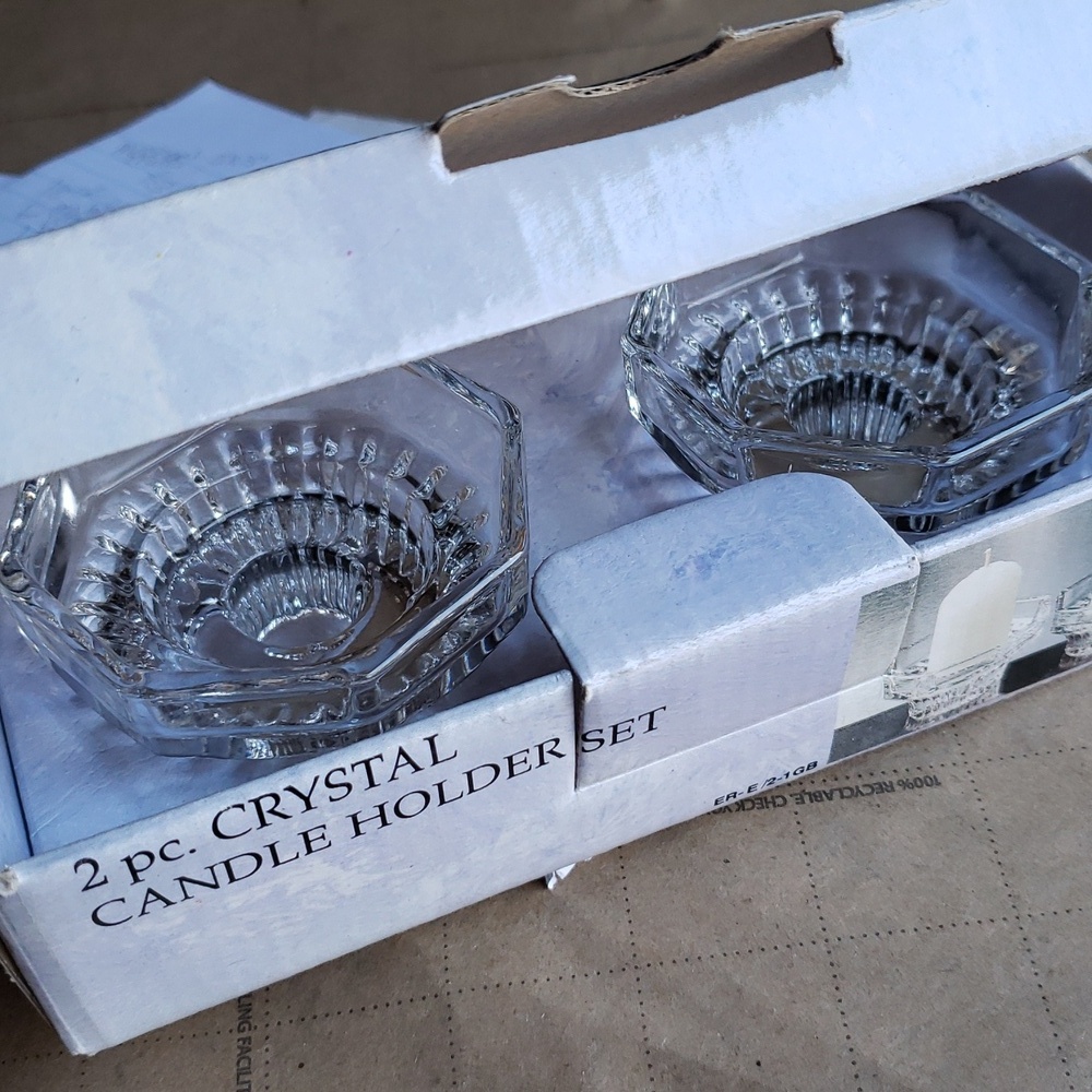 KIG group Malaysia crystal candle holder set new old stock